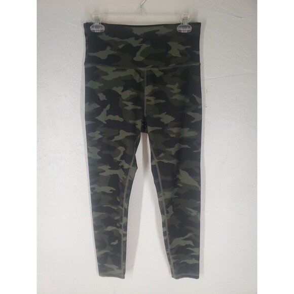 ZOBHA WOMENS HIGH RISE DARK GREEN CAMO LEGGINGS SZ Large Activewear - Picture 1 of 7
